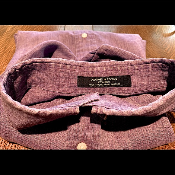 DANIEL CREMIEUX Purple Italian Linen Shirt  Large - Picture 8 of 8
